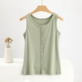 thumbnail image 1 of Htigea Clearanc Women's Scoop Neck Button Front Tank Top Casual Solid Sleeveless T Shirt Green,M, 1 of 5