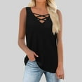 thumbnail image 1 of Htigea Clearanc Women's V Neck Tank Tops Casual Summer Button Down Sleeveless Shirts Casual Party Daily Black,M, 1 of 6