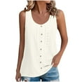 thumbnail image 1 of Htigea Clearanc Womens Tank Tops Eyelet Summer Sleeveless Tops Button Front Round Neck Basic T-Shirts Casual Loose Fit Tunic 2025 New Sale White,S, 1 of 5
