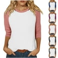 thumbnail image 1 of Htigea Clearanc Womens V Neck 3/4 Sleeve T Shirts Casual Basic Summer Tees Shirts Loose Fit Tunic Tops Fall Pullover Today Deals 3XL, 1 of 6