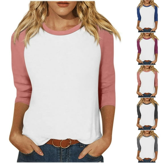 Htigea Clearanc Womens V Neck 3/4 Sleeve T Shirts Casual Basic Summer Tees Shirts Loose Fit Tunic Tops Fall Pullover Today Deals 3XL