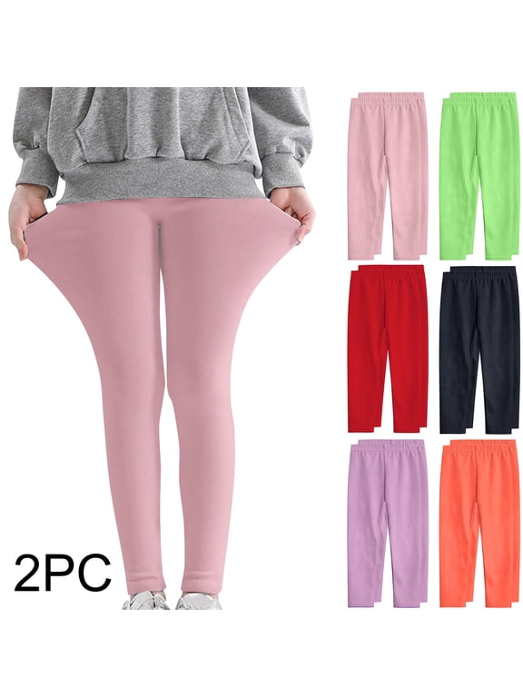 2 Pack Girls Leggings Full Length Leggings Soft Comfortable Footless Leggings Stretchy Tights Pants Mint Green,5 Years