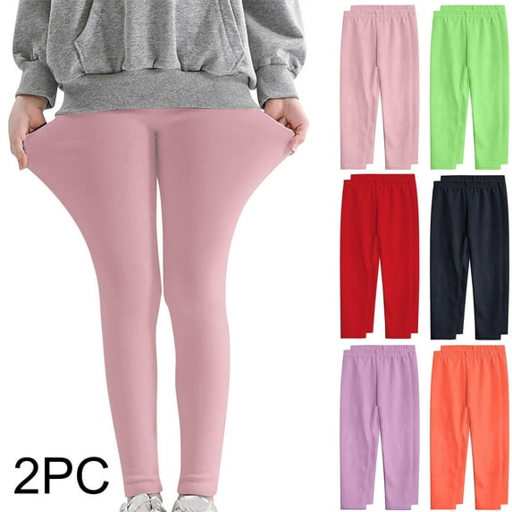 Htigea 2 Pack Girls Leggings Full Length Leggings Soft Comfortable Footless Leggings Stretchy Tights Pants Mint Green,7 Years