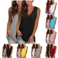 thumbnail image 1 of Htigea 2 Pack Tank Tops for Women Summer V Neck T Shirts Trendy Sleeveless Basic Tee Loose Fit 2025 Fashion Yellow,M, 1 of 5