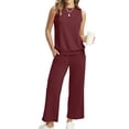 thumbnail image 1 of Htigea 2 Piece Casual Pants Sets for Women Summer Two Piece Outfits Sleeveless Vacation Tank Tops Wide Leg Pants Red,L, 1 of 7