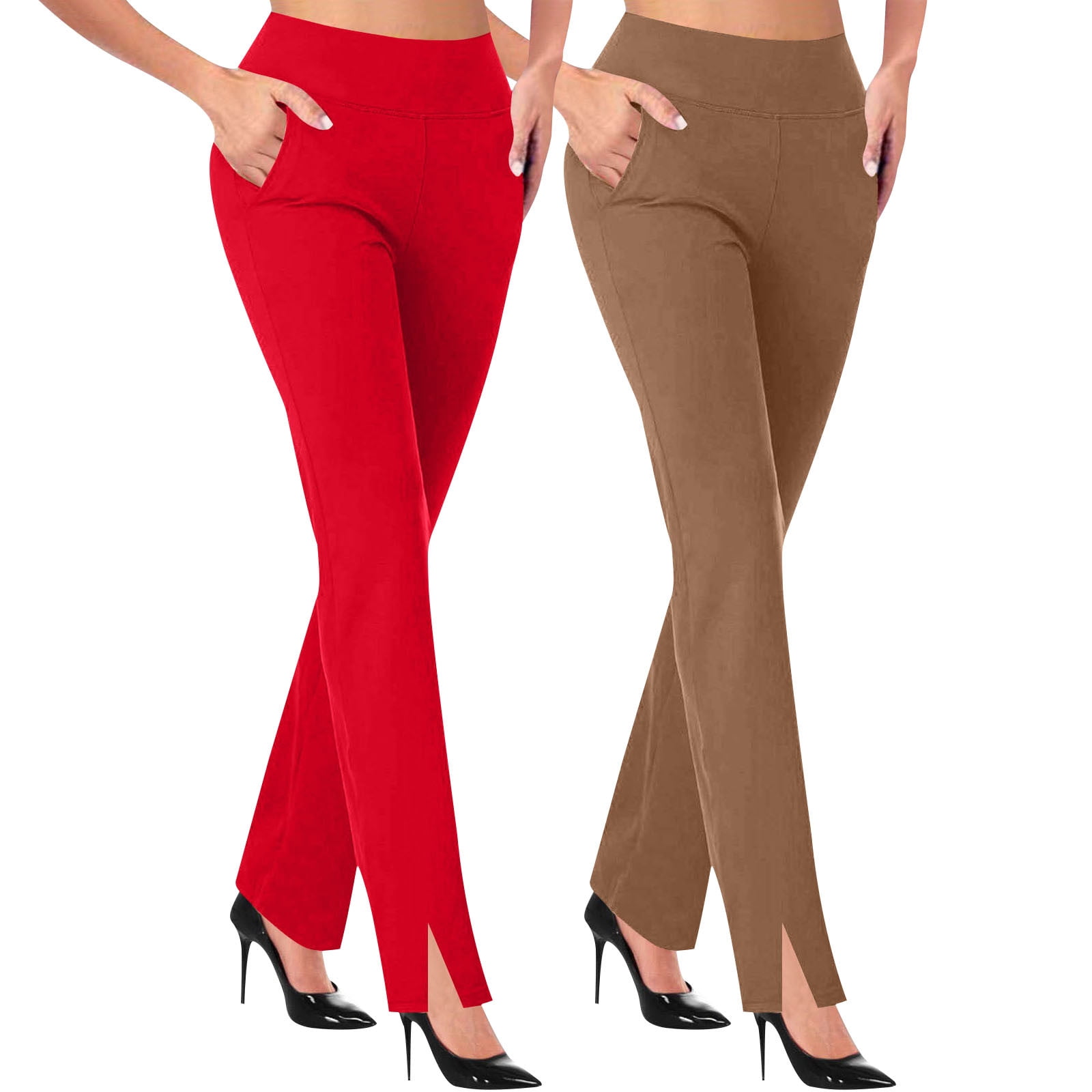 Htigea 2 pack Women's Stretchy Wide Leg Dress Pants High Waisted  Capri/Ankle Slacks UPF50+ Cooling Cropped Casual Work Pants Light Blue S -  Walmart.com