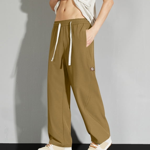 Htigea Clearance 2025 Lounge Pants for Men Big And Tall Drawstring Sweatpants Casual Long Pants 2025 Fashion Solid Cargos Trousers Hippie Pants with Pockets M-8XL
