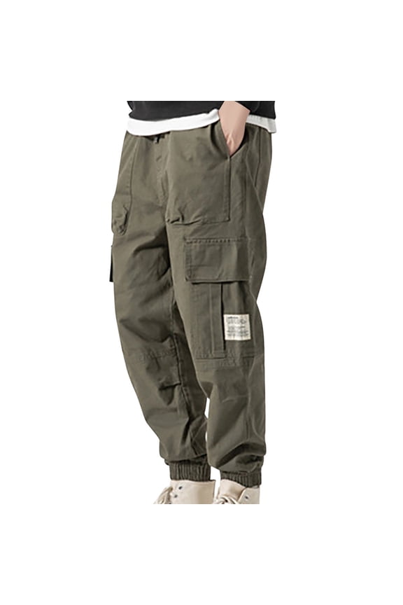 2024 Men's Baggy Cargo Pants Solid Casual Cargo Pants Loose Fit Hip Hop Harem Pants Lightweight Chinos Twill Long Pants Work Pants with Pockets M-3XL