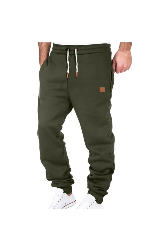 2024 Men's Cargo Sweatpants 2024 Fall Solid Color Fleece Joggers Loose Fit Open Bottom Athletic Pants for Men with Pockets S-4XL