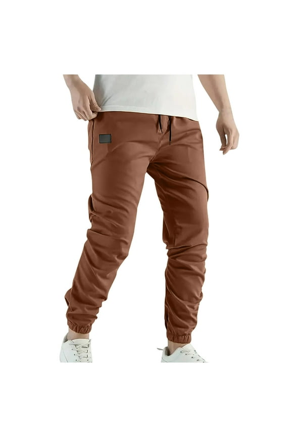 Htigea 2024 Men's Casual Cargo Pants Drawstring Hip-Hop Chinos Slim Fit Ripstop Hiking Work Pants Comfort Twill Pants with Pockets M-3XL