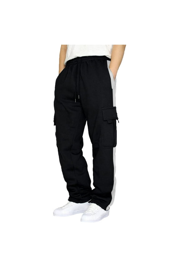 2025 Men's Fleece Cargo Sweatpants Drawstring Loose Fit Sweatpants Active Athletic Workout Jogger Long Pants with Pockets M-3XL