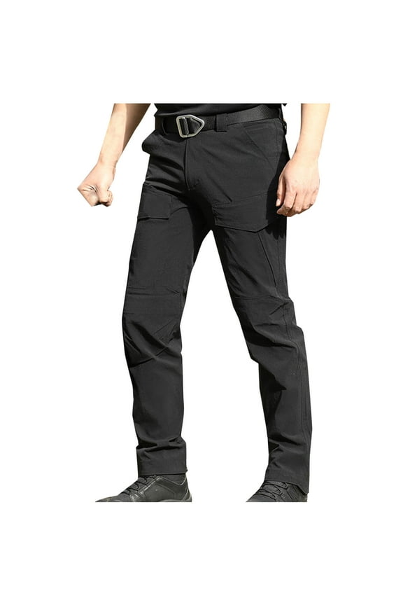 Htigea 2024 Men's Solid Cargo Pants Outdoor Hiking Pants Travel Lightweight Athletic Fishing Work Pants Trousers with Pockets S-XXL