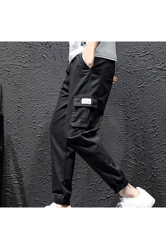 Clearance 2024 Mens Baggy Cargo Pants Big & Tall Athletic Joggers Solid Hiking Pants Stretch Workout Bottoms Lightweight Sweatpants Pocket Long PantsL-5XL