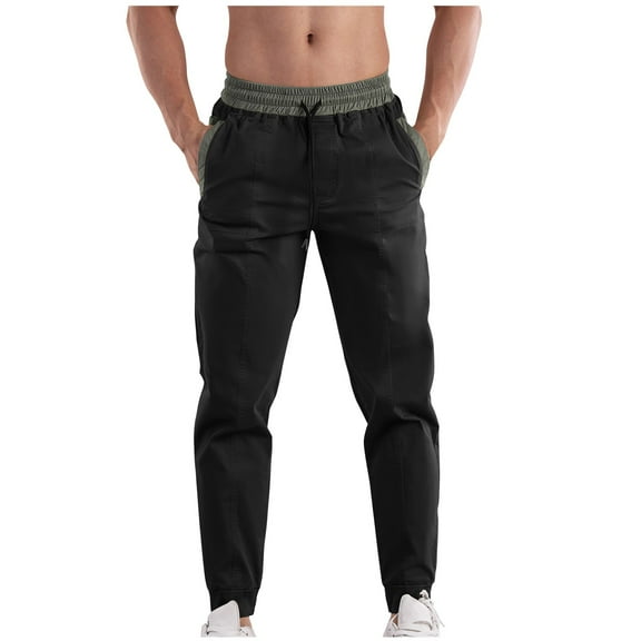 Htigea Clearance 2024 Mens Cargo Pants Elastic Waisted Drawstring Sweatpants Skinny Taper Pants Comfort Breathable Workout Bottoms with PocketXS,S,M,L,XL