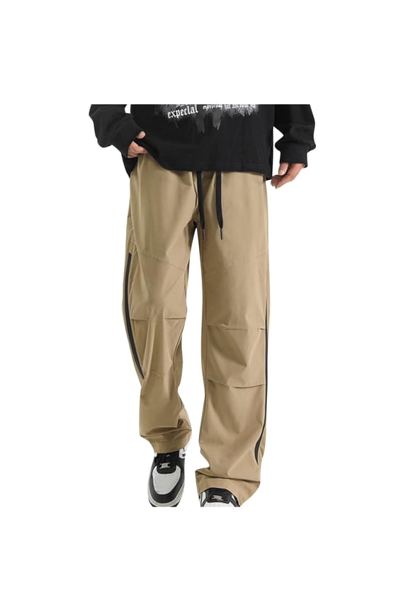Clearance 2025 Mens Casual Cargo Pants Parachute Pants Drawstring Joggers Pants Loose Fit Athletic Running Workout Sweatpants with Pocket M-5XL