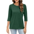 thumbnail image 1 of Htigea 3/4 Length Sleeve Womens Tops Casual Loose Fit Crewneck T Shirts Basic Tunic Tees Three Quarter Sleeve, 1 of 6