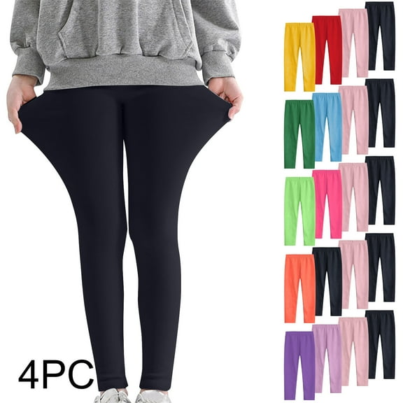 Htigea 4 Pack Girls Leggings Full Length Leggings Soft Comfortable Footless Leggings Stretchy Tights Pants Today Sales Yellow,5 Years