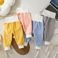 thumbnail image 1 of Htigea Clearance Baby Girl Pants Toddler Girls Sweatpants Newborn Solid Jogger Pants Fall Baby Girl Waffles Leggings Clearance Sale Yellow,6 Months, 1 of 6