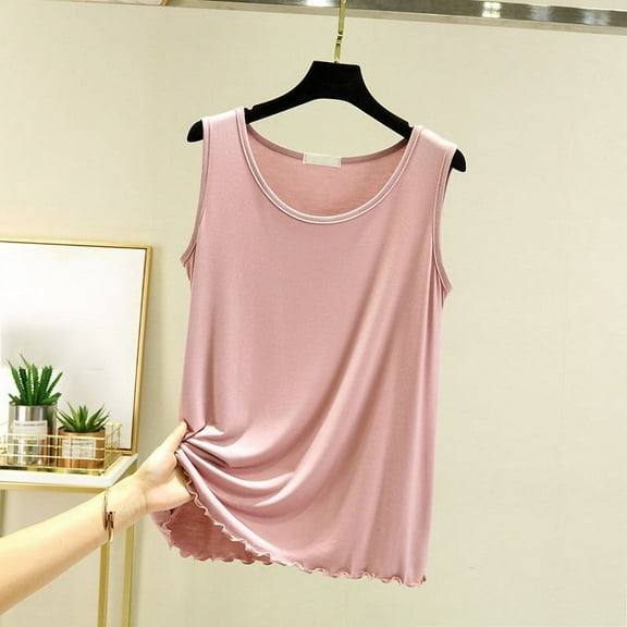 Htigea Basic Tank Tops for Women Sleeveless Undershirts Layering Lightweight Casual Tops Pink,M