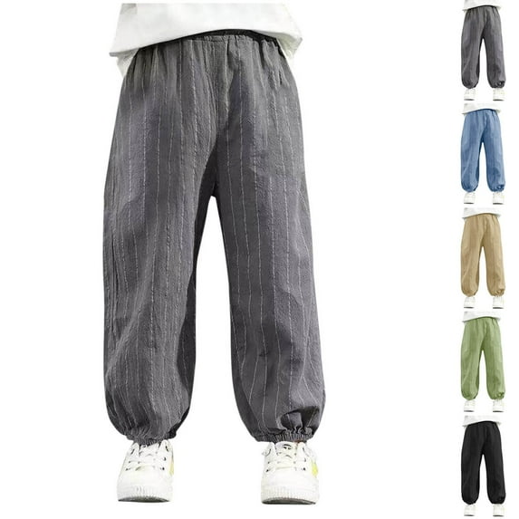 Htigea Clearance Boys Casual Pants Sweatpants Lightweight Open Bottom Lounge Pants Uniform Pants with Pockets Today Sales Black,5 Years