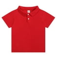 thumbnail image 1 of Htigea Boys Short Sleeve Dress Shirts Kids Summer School Uniform Button Down Shirt Red,4-5Years, 1 of 6