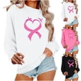 thumbnail image 1 of Htigea Breast Cancer Long Sleeve Shirts for Women Pink Ribbon Graphic Tees Cancer Awareness Support Gift Black S, 1 of 5