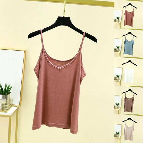 Htigea Camisole Tops for Women, Basic Scoop Neck Tank Tops Fitted Cami Tank Summer Sleeveless Tops Sale Light Blue,M