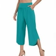 thumbnail image 1 of Htigea Capris for Women Casual Summer Wide Leg Crop Pants Loose Comfy Drawstring Yoga Jogger Capri Pants with Pockets Green XL, 1 of 7
