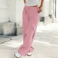thumbnail image 1 of Htigea Cargo Pants Lightweight Tactical Hiking Pants with 6 Pockets for Women, Elastic Waist Pink,XXL, 1 of 4