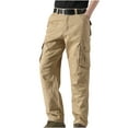 thumbnail image 1 of Htigea Cargo Pants with Pockets Mens Work Pants New Fashion Casual Overalls Solid Color Wash Multi Pocket Pants Men Full Length Pants Casual Clothes for Men Today Sales Khaki,XL, 1 of 5
