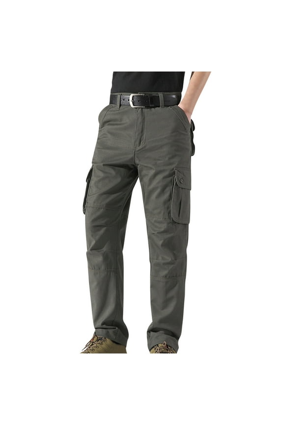 Htigea Cargo Pants with Pockets Mens Work Pants New Fashion Casual Overalls Solid Color Wash Multi Pocket Pants Men Full Length Pants Casual Clothes for Men Today Sales Army Green,XXXL