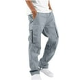 thumbnail image 1 of Htigea Cargo Pants for Men Solid Casual Multiple Pockets Outdoor Straight Type Fitness Pants Cargo Pants Trousers Sale Gray,XXL, 1 of 6