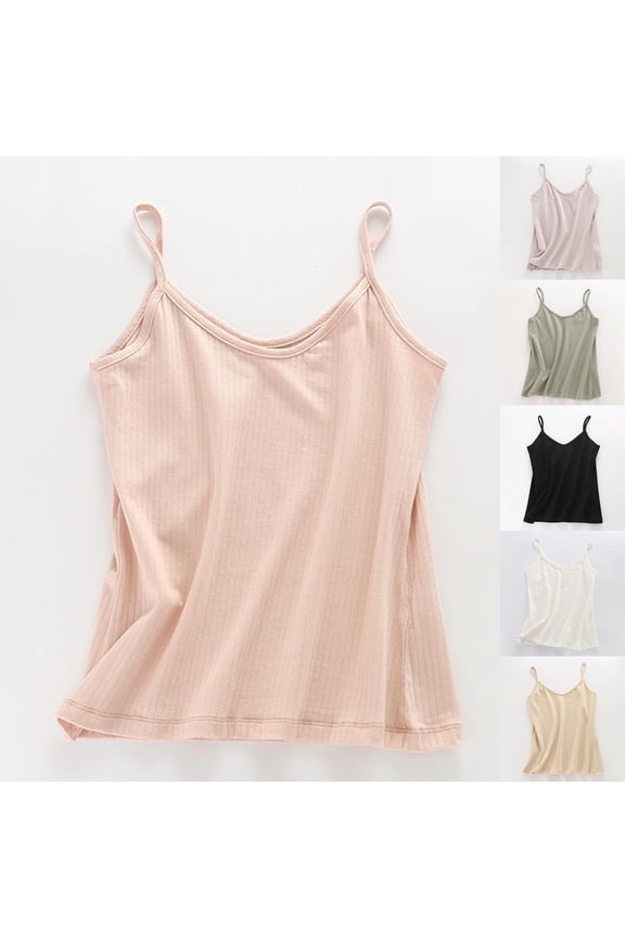 Htigea Cotton Camisole Tops for Women Tank Top Sleeveless Shirts Loose Fit Cami Tanks Today Sales Yellow,L