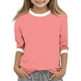 thumbnail image 1 of Htigea Girls 3/4 Sleeve Shirt Trendy Girls Tops T-Shirts Crew Neck Cute Tween Girls Clothes Kids Summer Outfits Girl Clothes Today Sales Pink,5 Years, 1 of 6