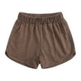 thumbnail image 1 of Htigea Girls Athletic Shorts Active Performance Shorts Kids Summer Sports Shorts Running Yoga Shorts with Drawstring Brown,2 Years, 1 of 7