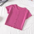 thumbnail image 1 of Htigea Girls Button Down Shirts Short Sleeve Kids Casual Blouse Summer Tops T-Shirt Today Sales Hot Pink,7-8Years, 1 of 5