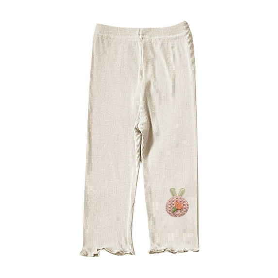 Htigea Clearance Girls Capri Leggings Lightweight Elastic Waist Leggings Kids Cute Summer Capri Pants Clearance Sale White,2 Years