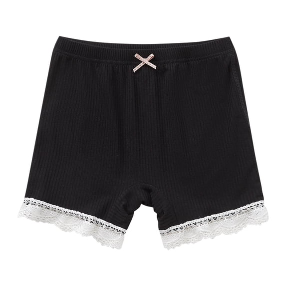 Htigea Girls Lace Shorts Dance Shorts Girls Bike Shorts Breathable Safety Shorts Black,130