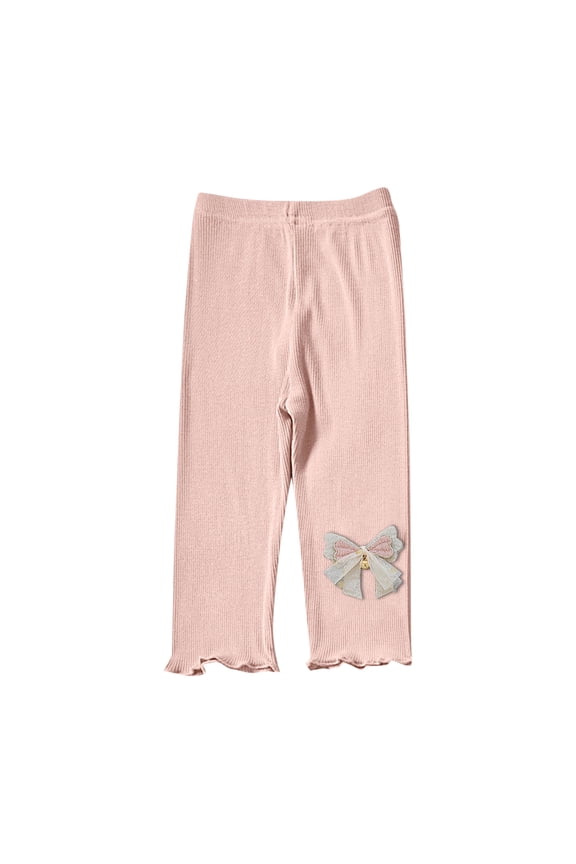 Girls Leggings Toddler Kids Cute Lace Capri Leggings Solid Color Stretchy Athletic Yoga Pants Thighs Today Sales Pink,3 Years