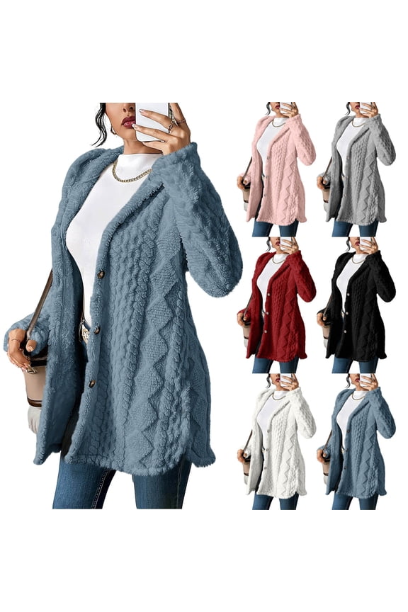 Htigea Hooded Cardigan for Women, Oversized Sweatshirt Fuzzy Fleece Blanket Hoodie Jacket Pink M