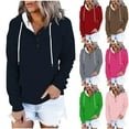 thumbnail image 1 of Htigea Hoodies for Women Casual Long Sleeve Solid Pullover Tops Loose Sweatshirt with Pocket Green S, 1 of 7