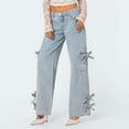 thumbnail image 1 of Htigea Clearance Jeans for Women Trendy High Waisted Wide Leg Baggy Cropped Loose Fit Stretch Denim Trouser Pants Today Sales Light Blue,M, 1 of 6
