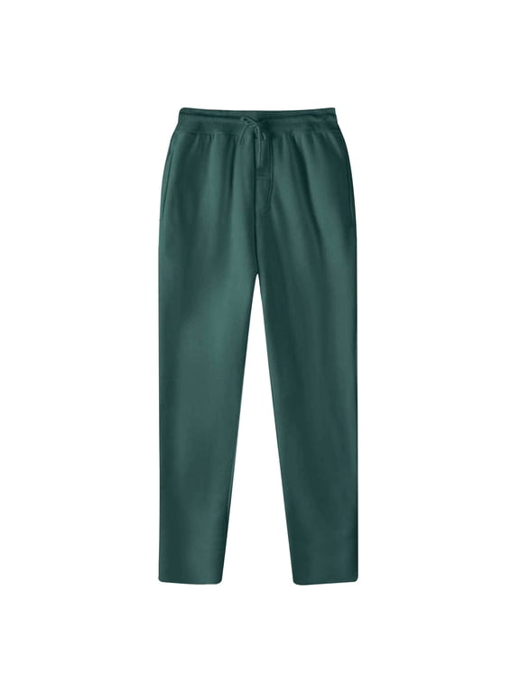 Clearance Jogging Pants for Men Clearance Sales Men's Fashion Drawstring Elastic Waist Solid Color Casual Sweat Length Pants Army Green,L