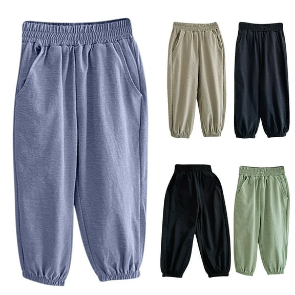 Htigea Kids Unisex Plain Sweatpants Cotton Drawstring Casual Pull-On Jogger Pants for Boys or Girls Dark Gray,10 Years