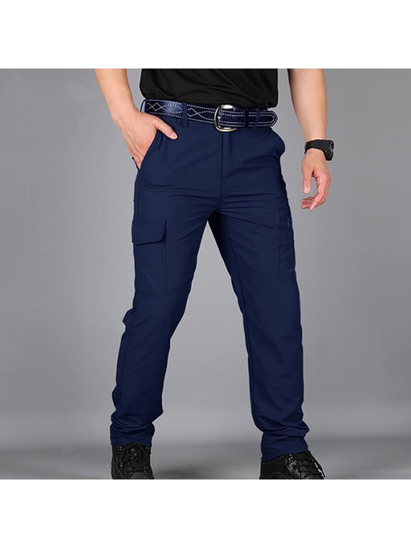 Clearance Men Big And Tall Casual Cargo Pants for Men Basic Soild Workout Joggers Stretch Sweatpants Hiking Drawstring Tactical Pants with Multi Pockets M-5XL