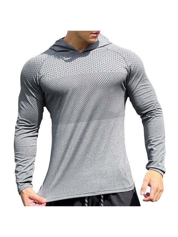 Men Fitness Outdoor Running Fall Quick Drying and Breathable Slim Hooded Hood Long Sleeved Thin Hoodie for Men Today Sales Dark Gray,M