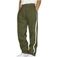 thumbnail image 1 of Htigea Men Joggers Cargo Sweatpants Side Striped Pocket Sports Pants Elastic Waist Drawstring Trousers Loose Fit Straight Leg Color Block Tracksuit Bottoms Today Army Green,XXXL, 1 of 5