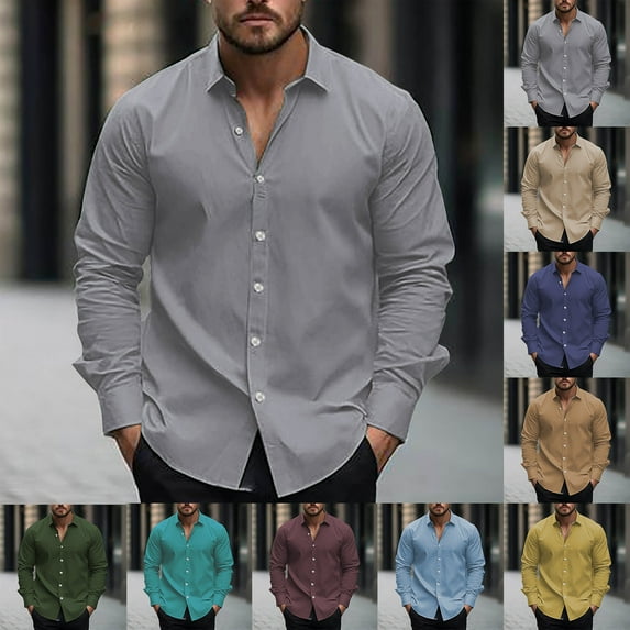 Htigea Men Long Sleeve Wrinkle Free Dress Shirt Button Down Casual Business Untucked Shirts Army Green,M