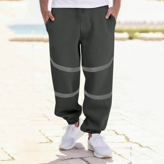 Htigea Clearance Men Reflective Sweatpants High Visibility Joggers Pants Elasticated Reflective Mesh Overpants M-3XL