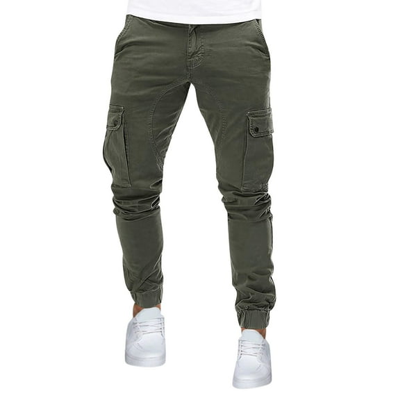 Htigea Men Slim Fit Cargo Pants Cotton Casual Work Hiking Pants Stretch Ripstop Tactical Pants with Multi Pockets M-3XL